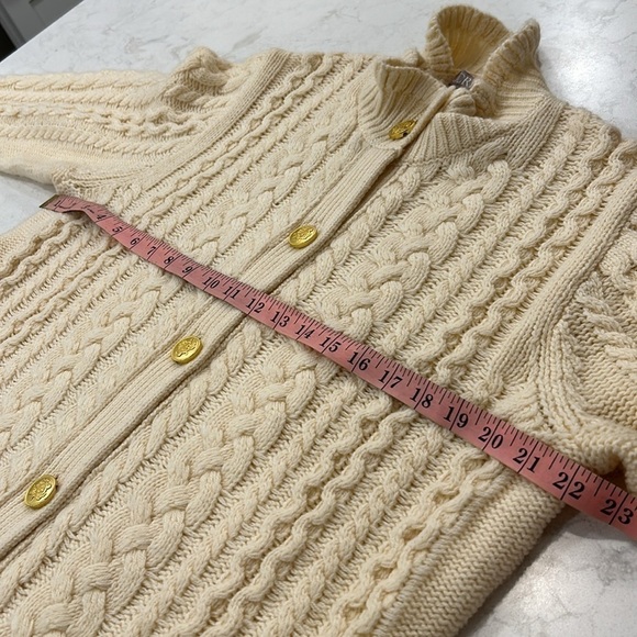 J.Crew Ruffleneck Cable Cardigan Sweater XXL White Cream BV351 Gold Buttons NWT - Picture 6 of 13